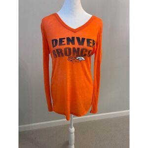 Denver‎ Broncos NFL Team Apparel Orange V-Neck Long Sleeve Shirt Women's Medium